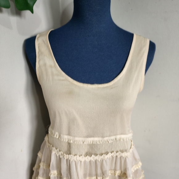 Forever 21 Sheer Lace Pom Pom Overlay Flowy Tank Top - Picture 2 of 6